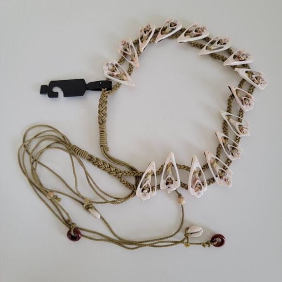 Handmade Seashell Belt Natural Shell and Braided Cord Adjustable Boho New - Picture 9 of 11
